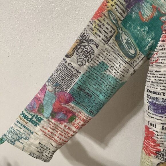 Vintage Y2K Artsy Eclectic Colorful Graphic Newsprint Oversized Shirt Large - Picture 9 of 12